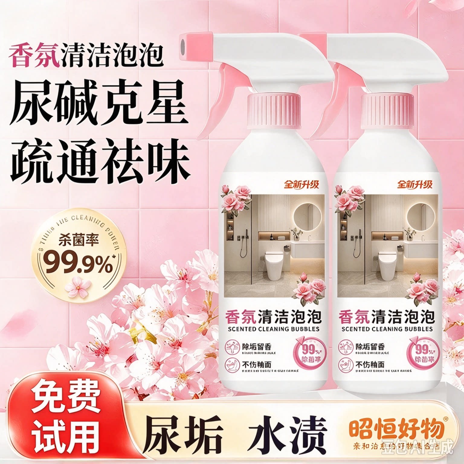多功能清洁多效合一泡沫油渍浴室玻璃水垢去污马桶黄垢CJ