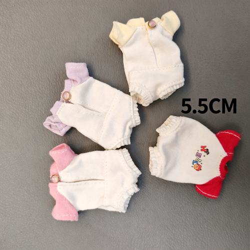 OB11爬爬服12分BJD幼体连体衣可爱猫咪印花娃衣 5.5cm迷你娃睡衣