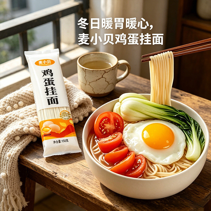麦小贝鸡蛋挂面细面条龙须面150g小包装早餐速食重庆小面鸡蛋扁面