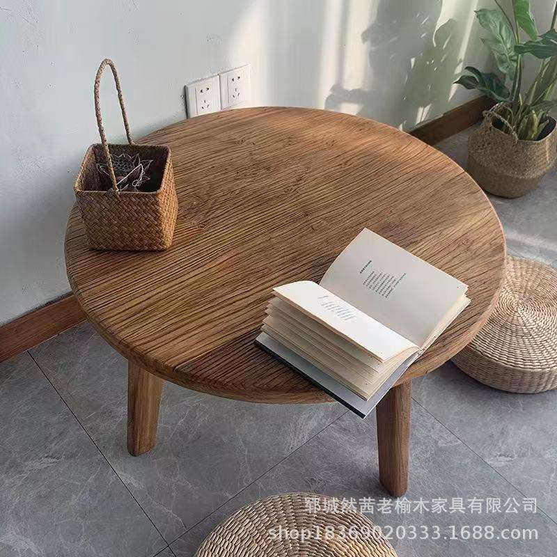 老榆木榻榻米茶桌禅意盘腿打坐学习桌禅意喝茶桌炕几阳台飘窗桌