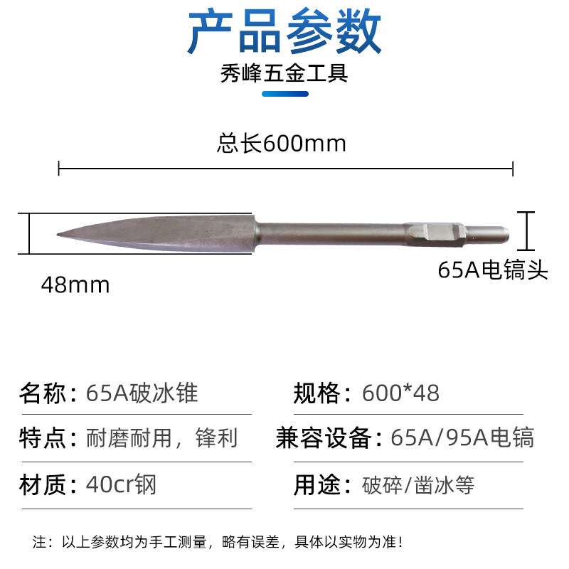 65A大电镐凿冰锥大油镐用打孔钻头破冰锥加长镐头安装破碎打孔
