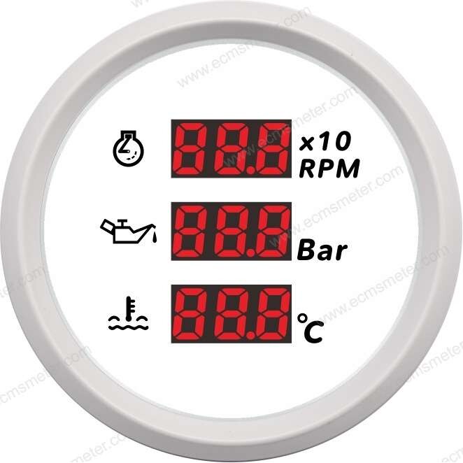 ECP52mm船舶游艇转速表机油压力表水温度多功能汽摩仪表9-32v