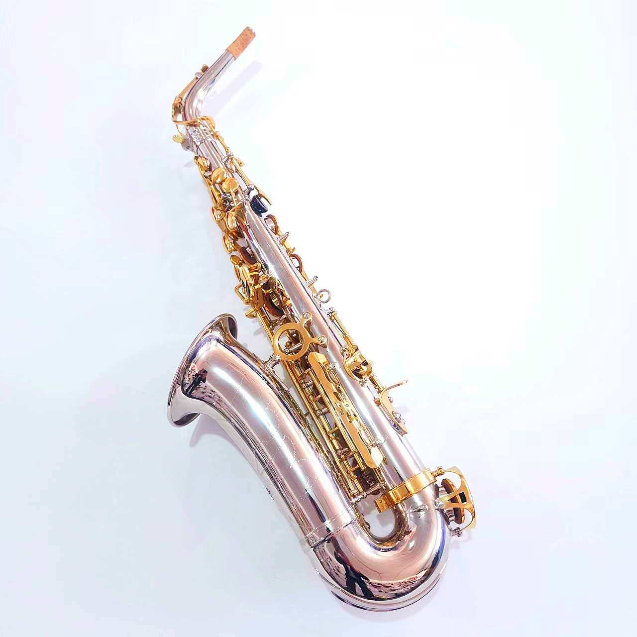 跨境货源降E调镀镍金键中音萨克斯鲍鱼暗扣白镍SAX风金属管演奏型