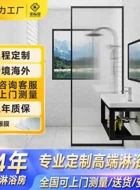 浴室简易淋浴房卫浴半隔断一字型屏风卫生间干湿分离长虹玻璃浴屏