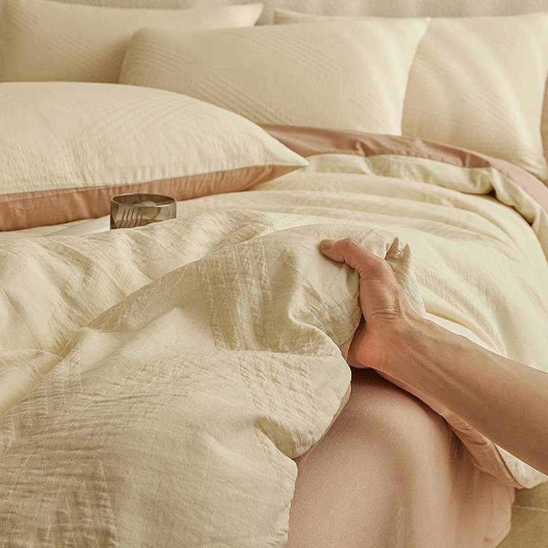 轻奢全棉三层纱提花四件套纯棉被套床单被罩床笠款三件套床上用品