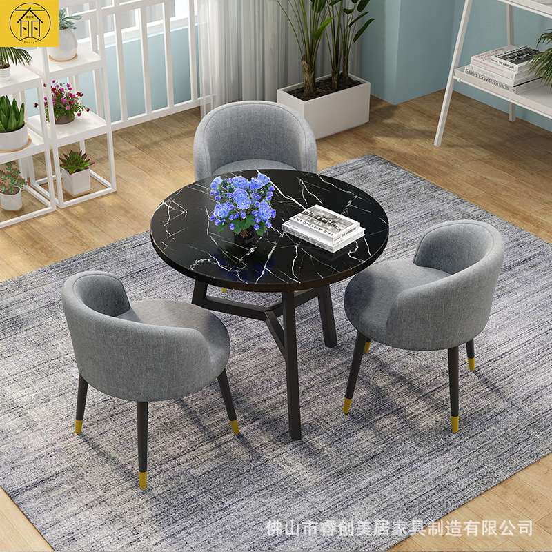 北欧小户型奶茶店桌椅饭桌餐桌布艺组合公寓出租房洽谈桌椅咖啡桌