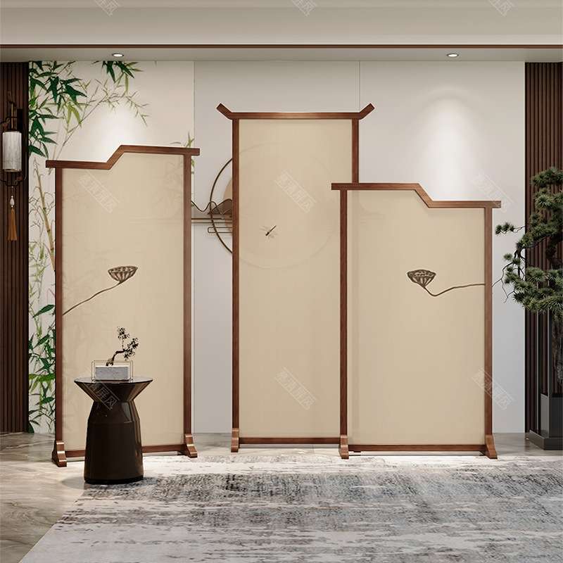 新中式实木屏风隔断大堂装饰玄关隔断可移动座屏家用茶室禅意遮挡