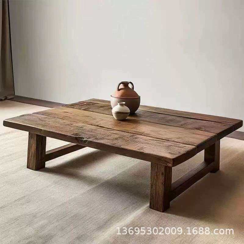 老榆木炕桌卧室飘窗桌复古方形小矮桌榆木家具干泡茶台榻榻米桌子