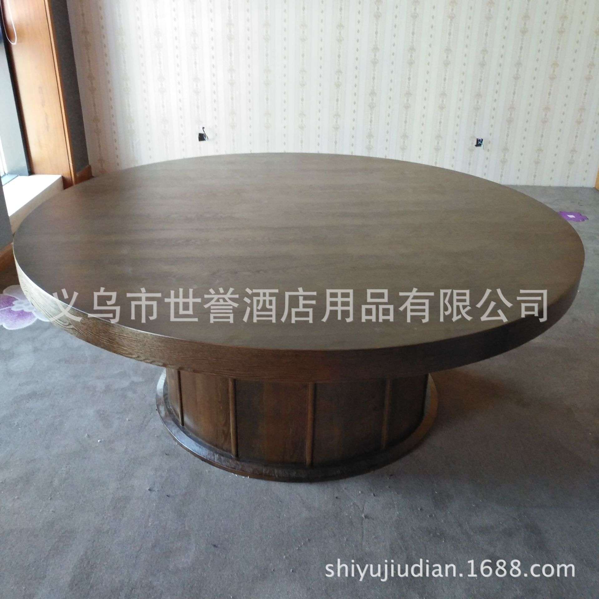 杭州木饰面休闲餐桌 时尚餐厅实木餐桌椅 美式实木圆桌主题餐厅桌