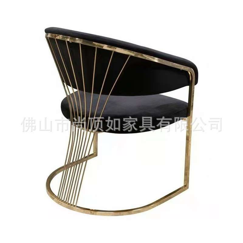 轻奢时尚餐椅 不锈钢餐椅家用轻奢创意样板房接待椅简约茶椅
