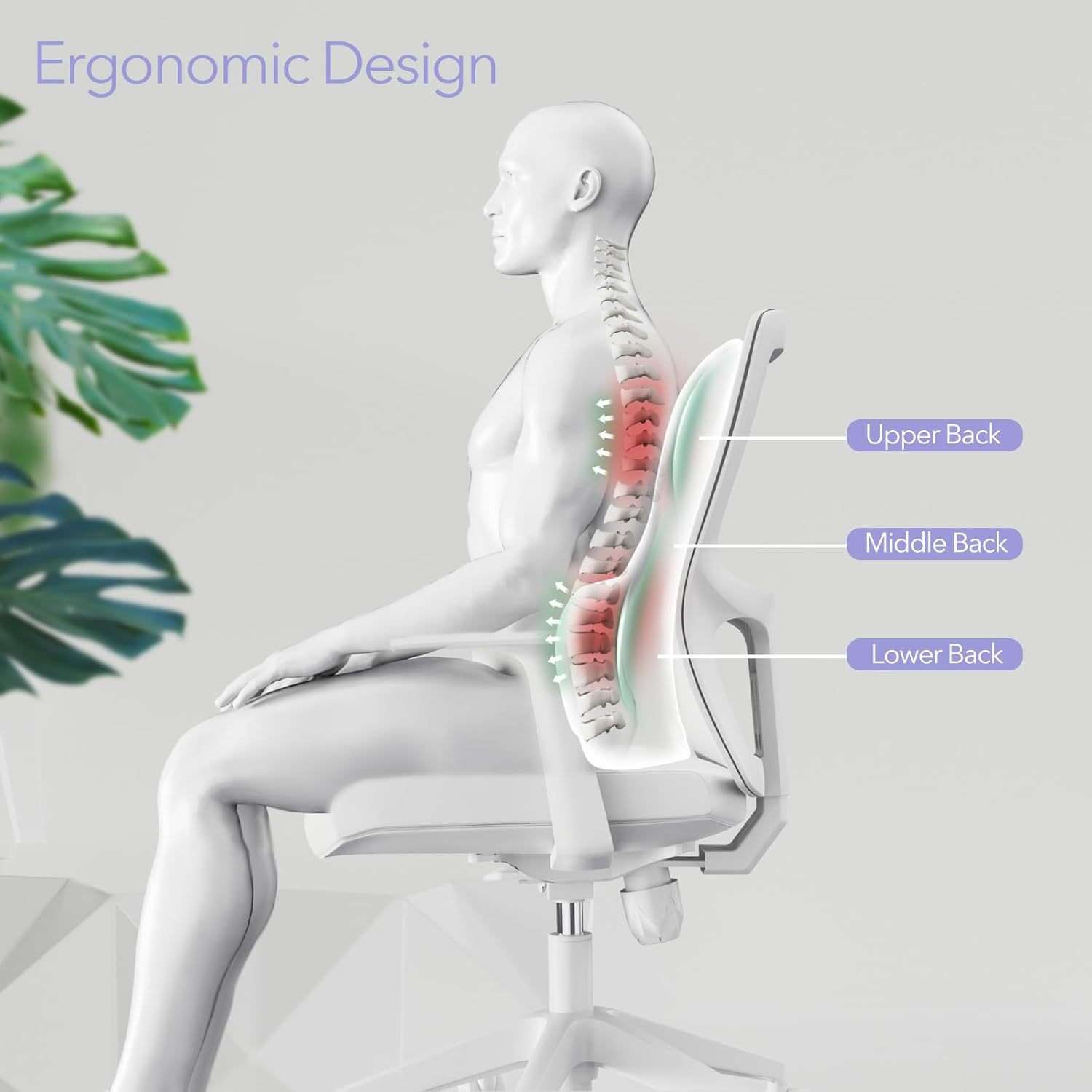人体工程学记忆棉腰靠垫靠垫A9缓解背痛适用办公椅汽车腰靠背垫