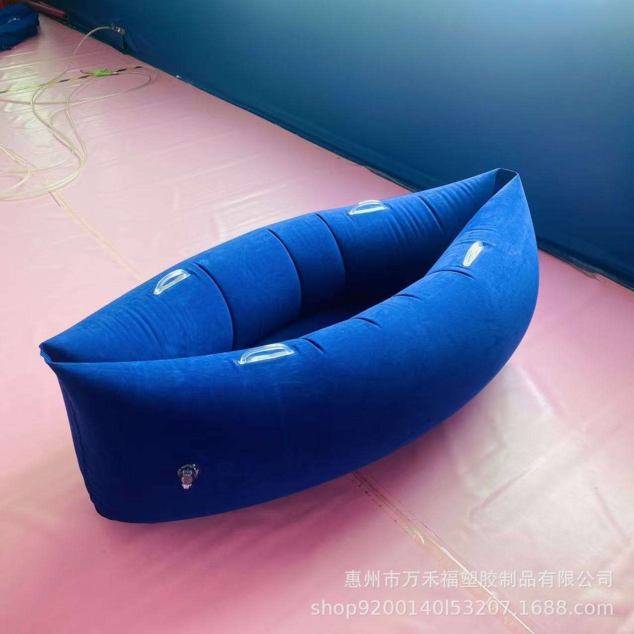 现货PVC充气植绒摇椅独木舟船型儿童躺椅便携沙发室内户外露营床