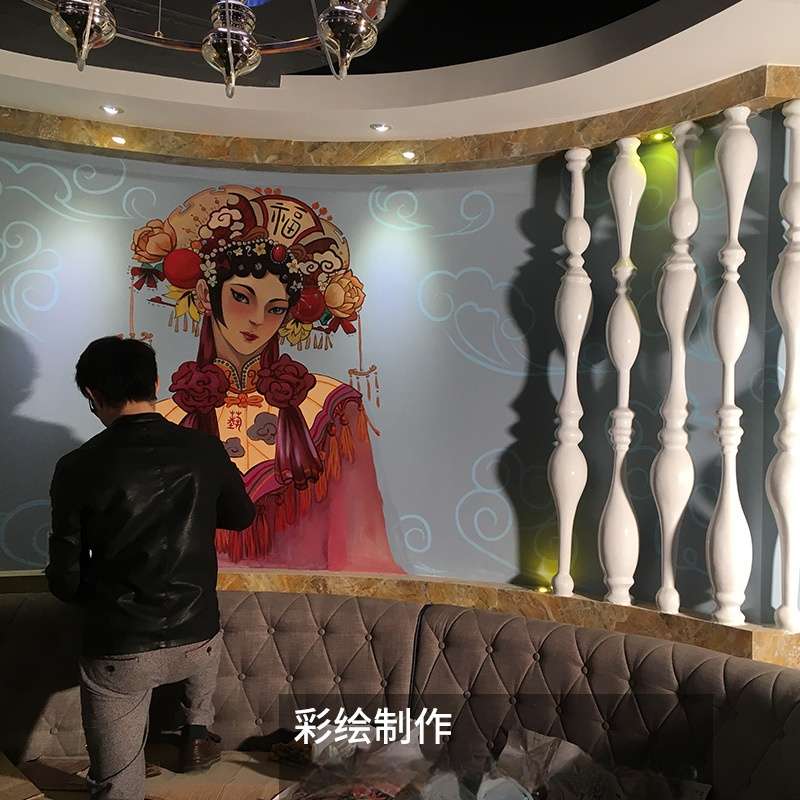 主题酒吧KTV演艺厅氛围设计多媒体安装玻璃钢装饰柱雕塑彩绘制作