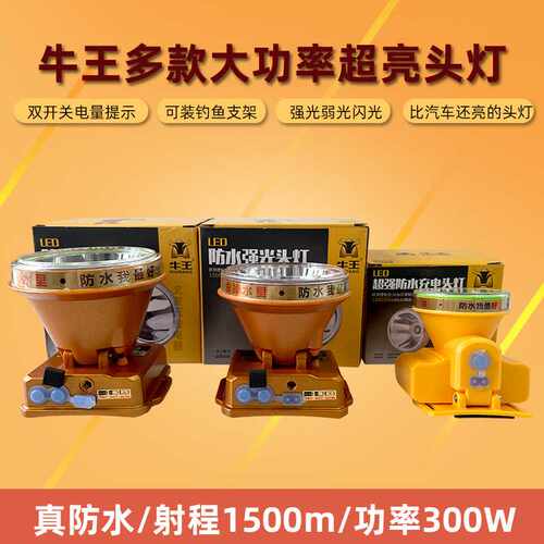 超亮锂电头灯防雨强光300W大功率头灯户外超亮远射LED照明灯
