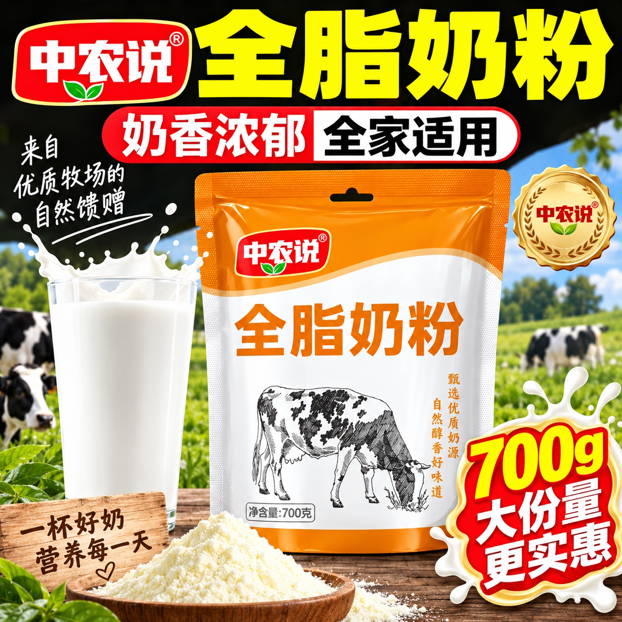 【中农说】2026年新货全脂奶粉正宗高钙奶茶高品质正品官方旗舰店