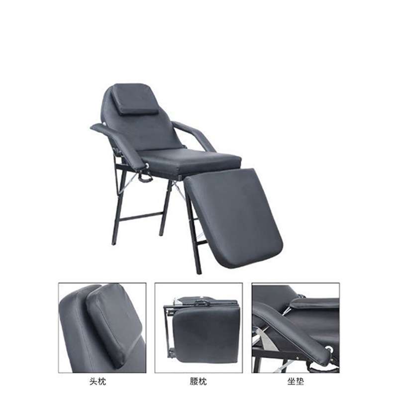 美式便携折叠按摩椅 可调节黑色海绵填充刮痧椅纹身床理疗轻便