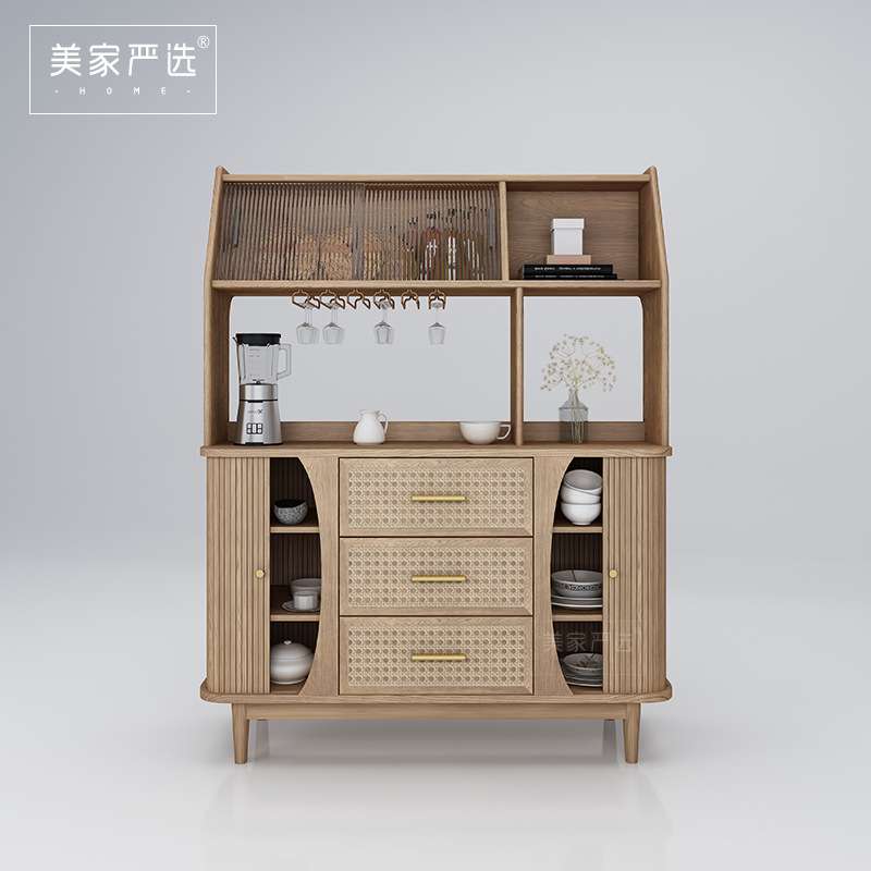 新中式餐边柜实木家用原木储物柜入户白蜡木玄关柜酒店客栈储物柜