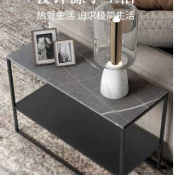 岩板客厅方桌沙发边几轻奢角几意式现代简约小茶几床头柜长方形