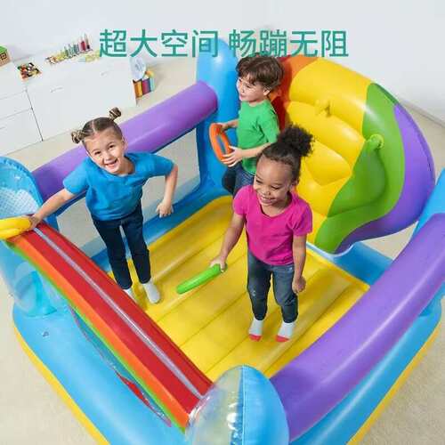 Bestway52269加厚家用彩虹蹦蹦床跳床游乐充气室内城堡方形弹跳池