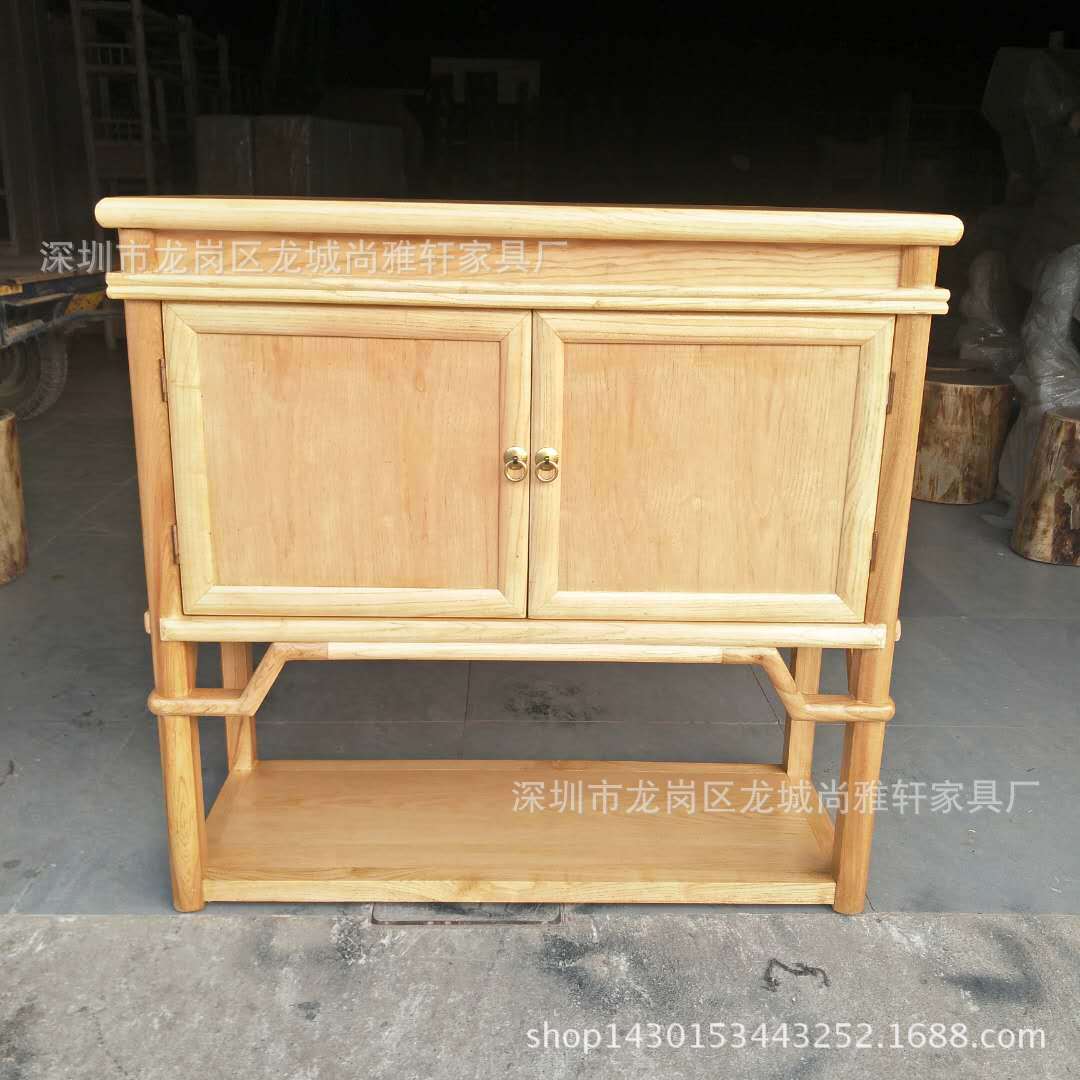 新中式白蜡木玄关柜客厅电视柜餐边柜实木双门茶柜民宿装饰厂直销
