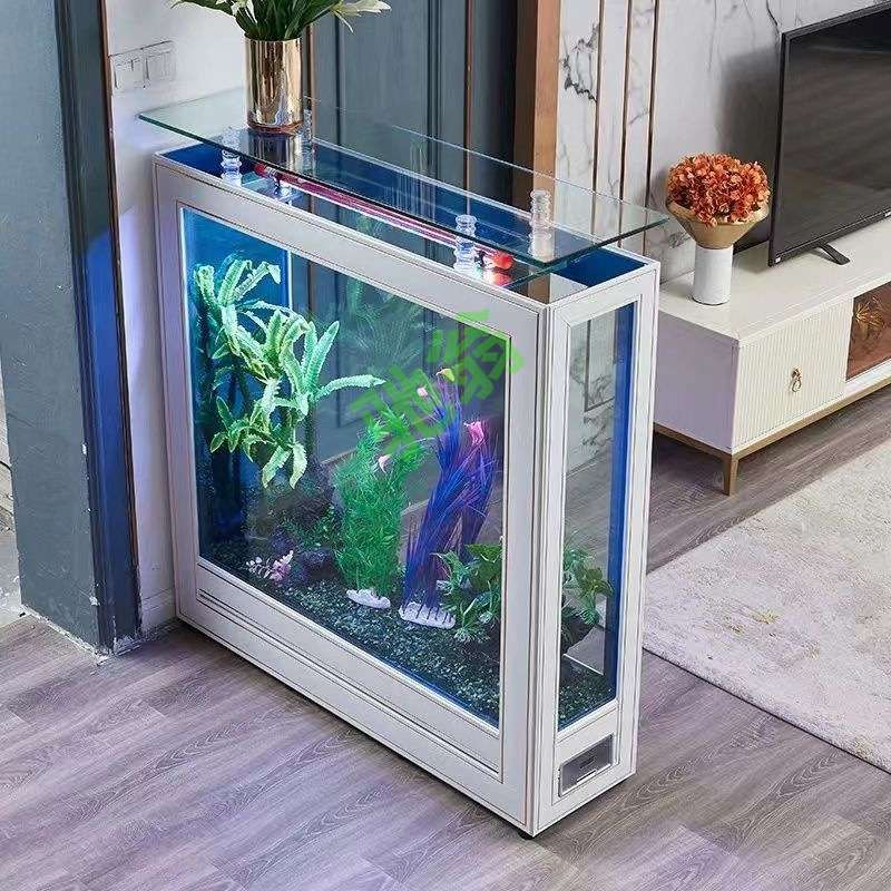 yut鱼缸水族箱四方缸落地式方缸客厅屏风隔断简约新中式轻奢大中