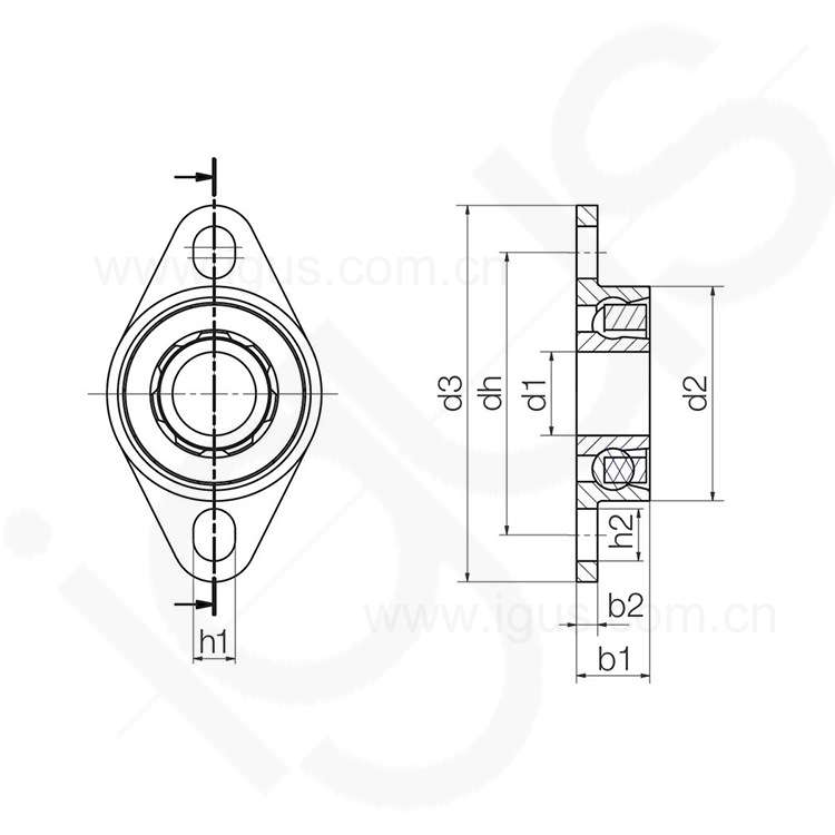igus德国易格斯xiros? 法兰滚珠轴承，旋入式，不锈钢滚珠，毫米