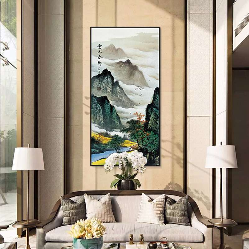 源头工厂中式玄关画新中式山水画入门玄关装饰画茶室走廊挂画