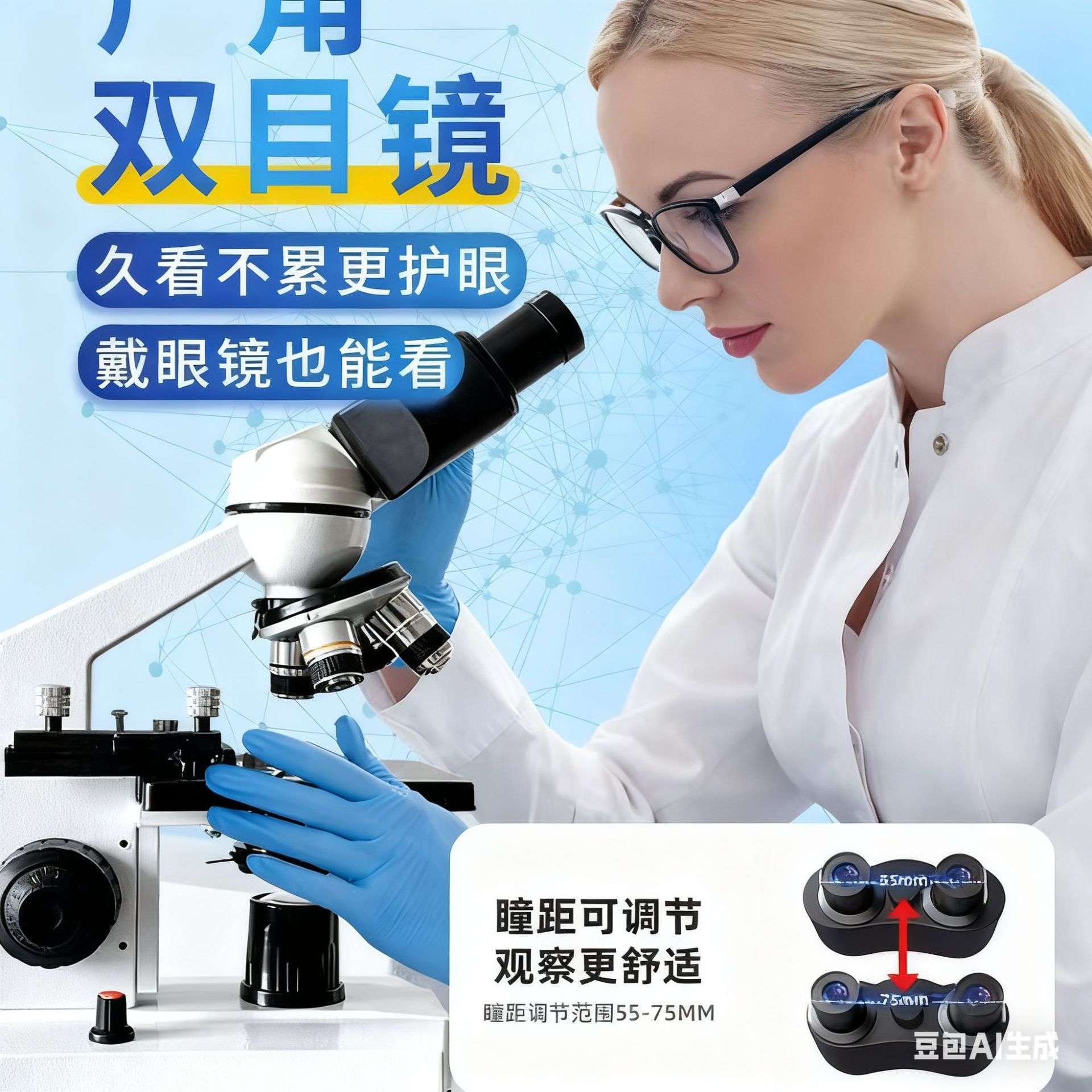 生物显微镜养殖水产藻类鱼病寄生虫绿便携显示屏学生科普螨虫屏显