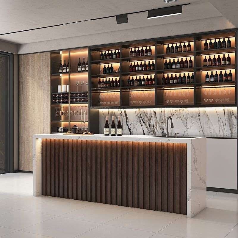 SJ简约公司水吧接待酒吧咖啡厅现代大理石酒店收银台商用吧台前台