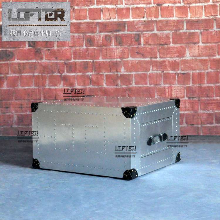 LOFT工业风个性方形铝皮铆钉茶几咖啡店酒吧KTV收纳柜茶台家具