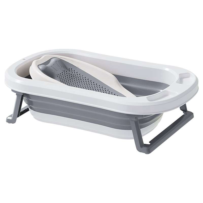 彩盒跨境感温婴儿折叠浴盆套装宝宝洗澡盆浴盆Baby bathtub 7set