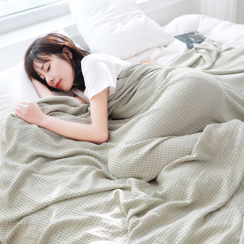 竹纤维色织华夫格水洗夏凉毯毛巾被双人春夏午休盖毯一件代发