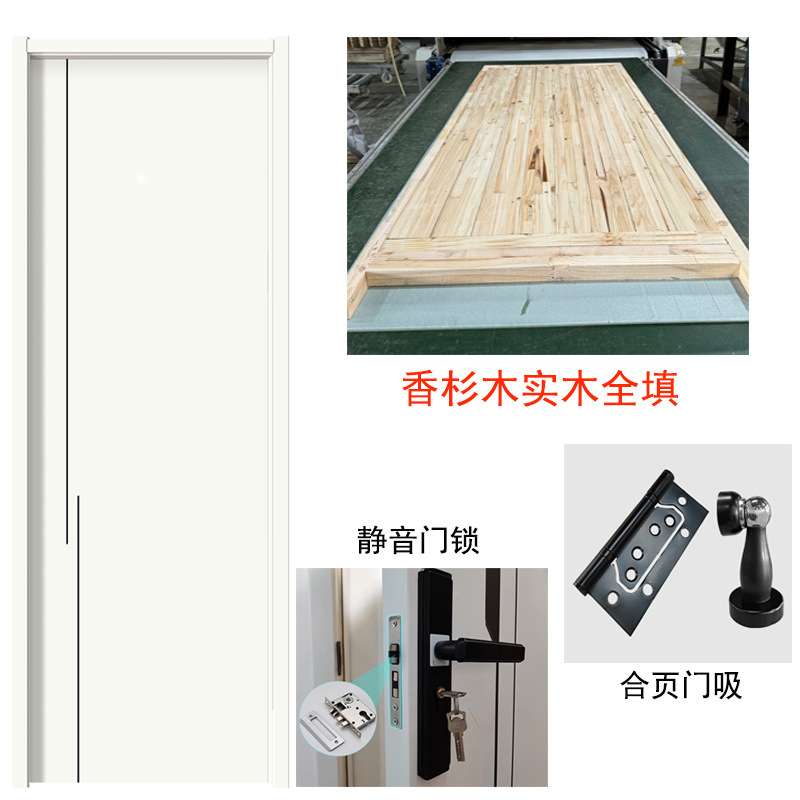 现代室内门卧室实木碳晶木门强化复合门免漆现货双开门全套亚马逊