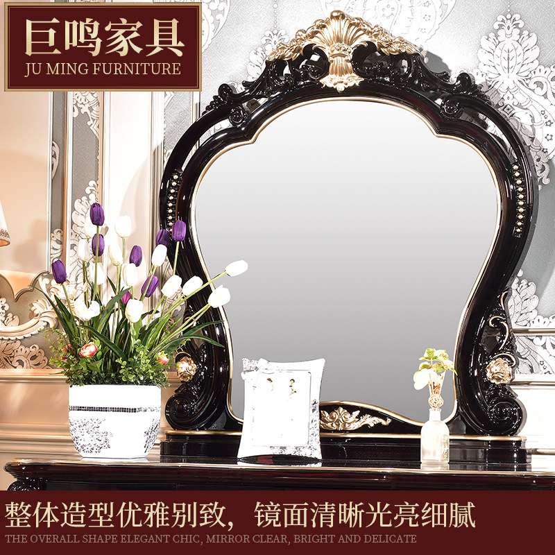 厂家直销欧式梳妆台梳妆桌品质奢华型卧室化妆桌黑檀描金化妆台