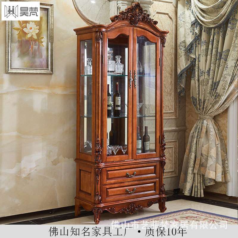 欧式酒柜组合实木玻璃双门展示柜家具装饰柜电视影视墙柜奢华高档