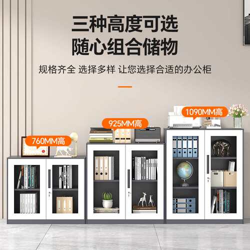 铁皮文件柜办公室资料档案柜财务凭证柜抽屉带锁储物柜二斗矮柜