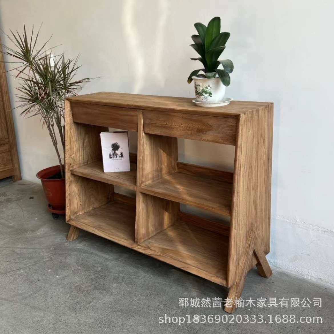 中式老榆木博古架客厅茶具瓷器酒瓶收纳架实木多层书架落地收纳架