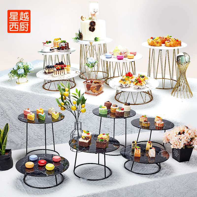 自助餐甜品台展示架冷餐套装茶歇摆台蔬菜水果沙拉盘铁艺摆件商用