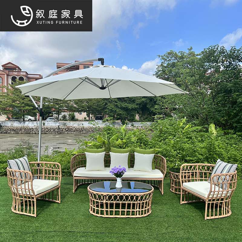庭院别墅花园简约藤编沙发组合室外海边泳池手工编织休闲躺椅家具