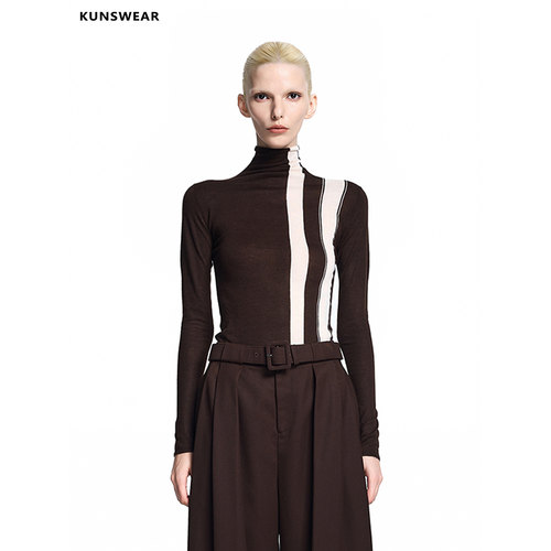 KUNSWEAR/琨丝薇尔26FA 设计感撞色半高领打底针织上衣 846004290