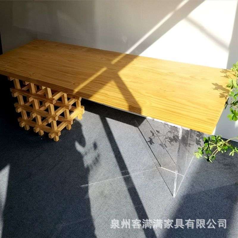 北欧个性创意实木悬浮禅意茶桌 家用民宿意境岛台亚克力喝茶桌子