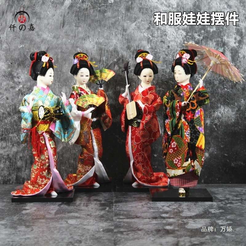 和服娃娃餐桌上摆件人物人偶日式工艺品公仔料理酒店装饰绢人