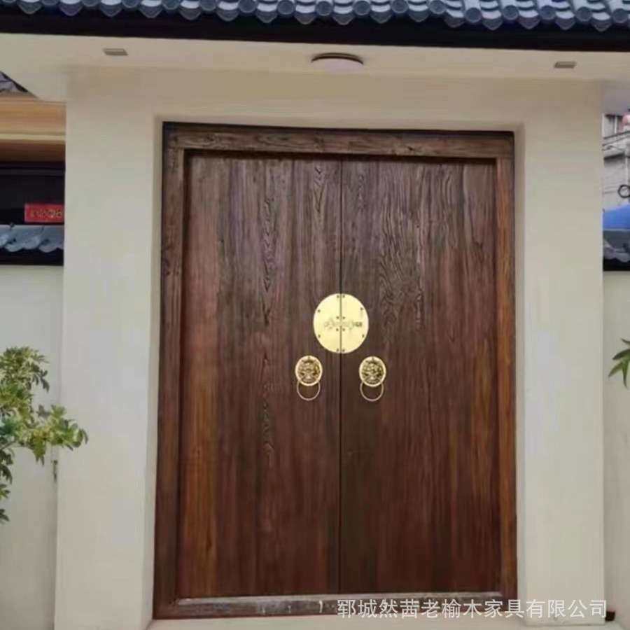 农村老式大门庭院别墅自建房进户双开门家居老式进户门老榆木大门
