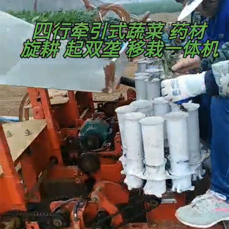 牵引式移栽器红葱种植机乘坐式双行辣椒苗移栽机四轮车牵引移栽器