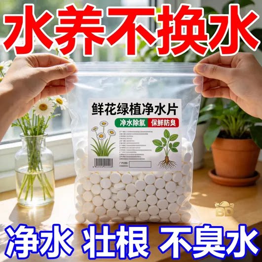鲜花绿植净水片净化水质除氯保鲜防臭鱼缸水族箱专用净水剂不换水