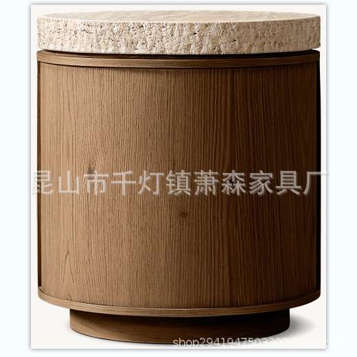 RH美式实木高端豪华咖啡桌实木加大理石桌面设计家用茶几边几