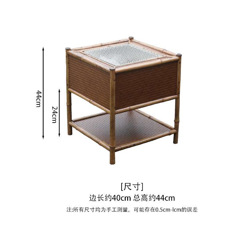 中式复古梅鹿竹席面双层炭炉 围炉煮茶 火钵家用茶室烤火炉