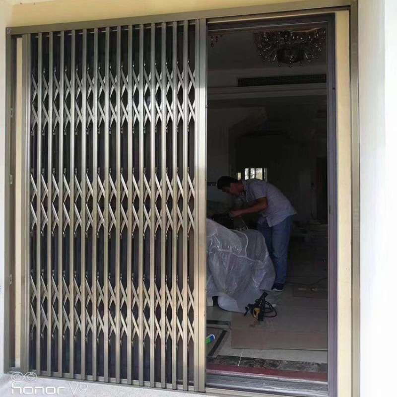 铝合金拉闸门伸缩推拉式不锈钢拉闸门防盗门铁门家用折叠门