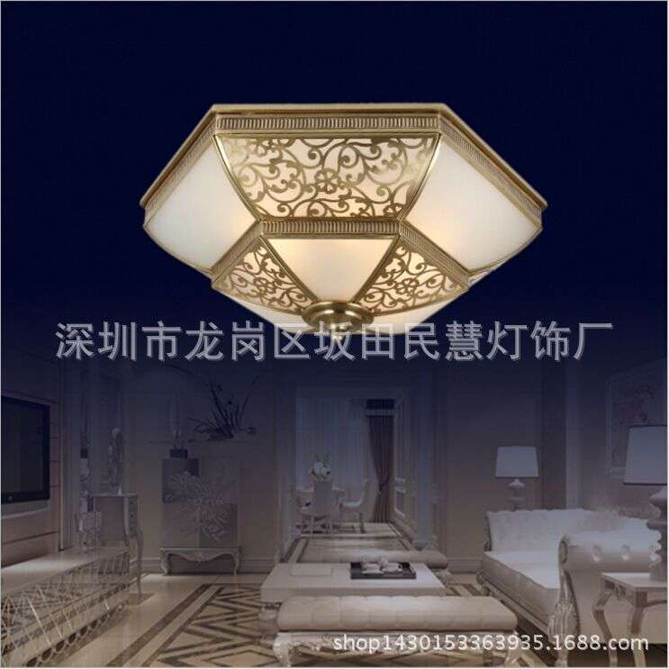 现代客厅灯卧室灯 全铜艺术吸顶灯 复式楼别墅过道玄关全铜吸顶灯