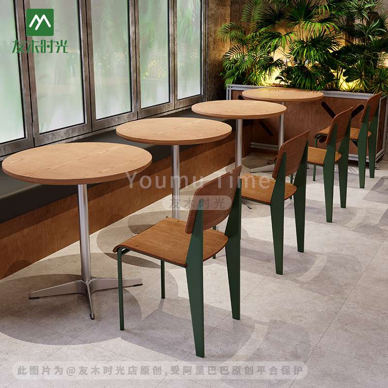 工业风奶茶店桌椅烘焙店铁艺靠背椅主题餐厅休闲咖啡厅桌椅组合